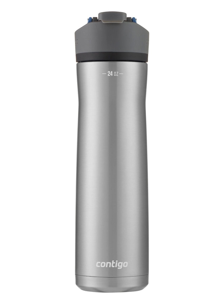 Contigo® Cortland Chill 2.0 Insulated Stainless Steel Water Bottle with AUTOSEAL® Lid | 24oz | Stainless Steel / Blue Corn | Cup Holder