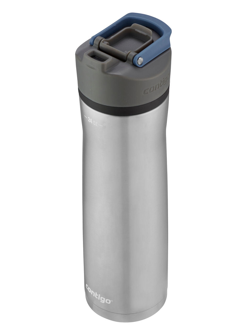 Contigo® Cortland Chill 2.0 Insulated Stainless Steel Water Bottle with AUTOSEAL® Lid | 24oz | Stainless Steel / Blue Corn | Cup Holder