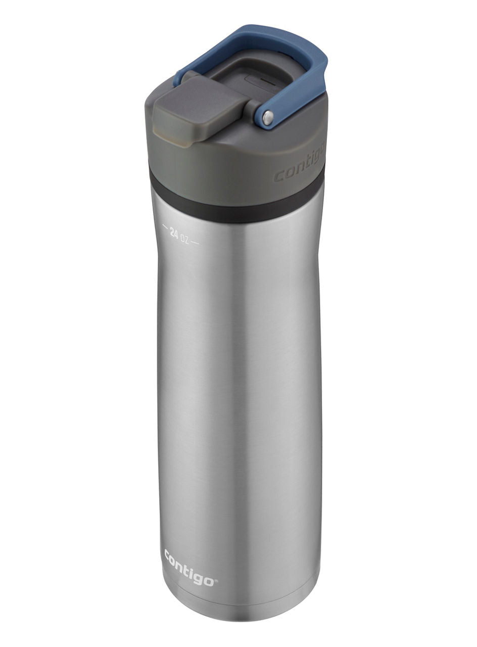 Contigo® Cortland Chill 2.0 Insulated Stainless Steel Water Bottle with AUTOSEAL® Lid | 24oz | Stainless Steel / Blue Corn | Cup Holder