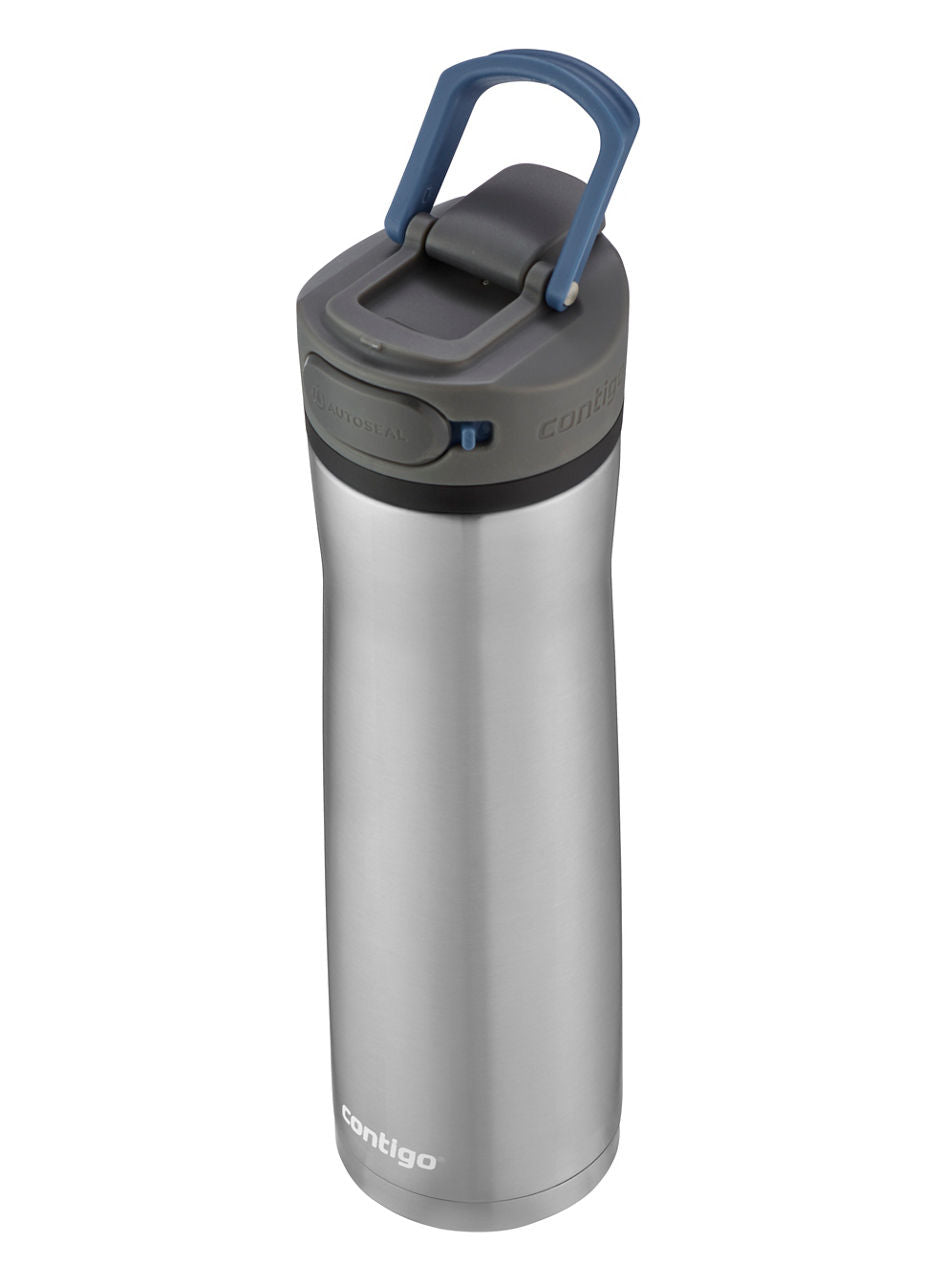 Contigo® Cortland Chill 2.0 Insulated Stainless Steel Water Bottle with AUTOSEAL® Lid | 24oz | Stainless Steel / Blue Corn | Cup Holder