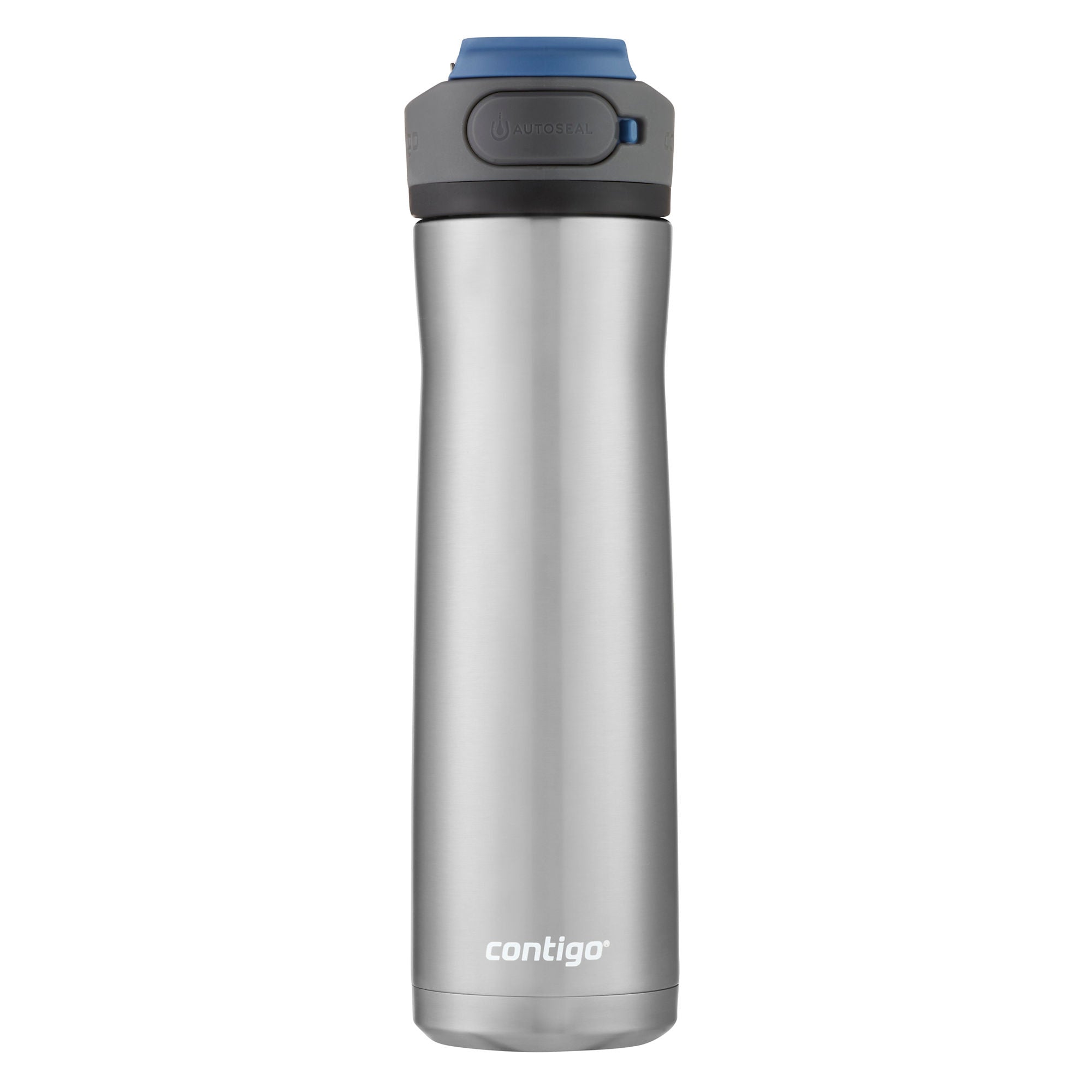 Contigo® Cortland Chill 2.0 Insulated Stainless Steel Water Bottle with AUTOSEAL® Lid | 24oz | Stainless Steel / Blue Corn | Cup Holder