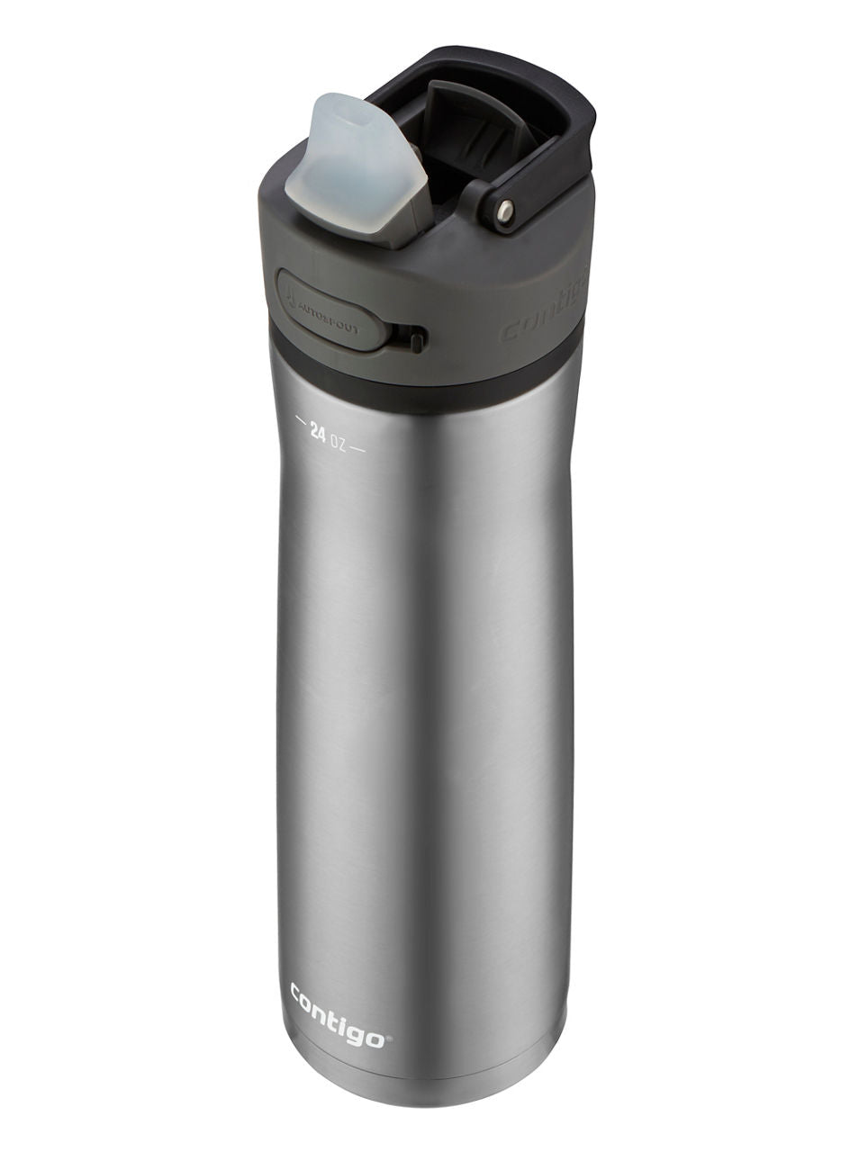 Contigo® Ashland Chill 2.0 Stainless Steel Water Bottle with AUTOSPOUT® Lid | 24oz | Licorice Trim | Cup Holder