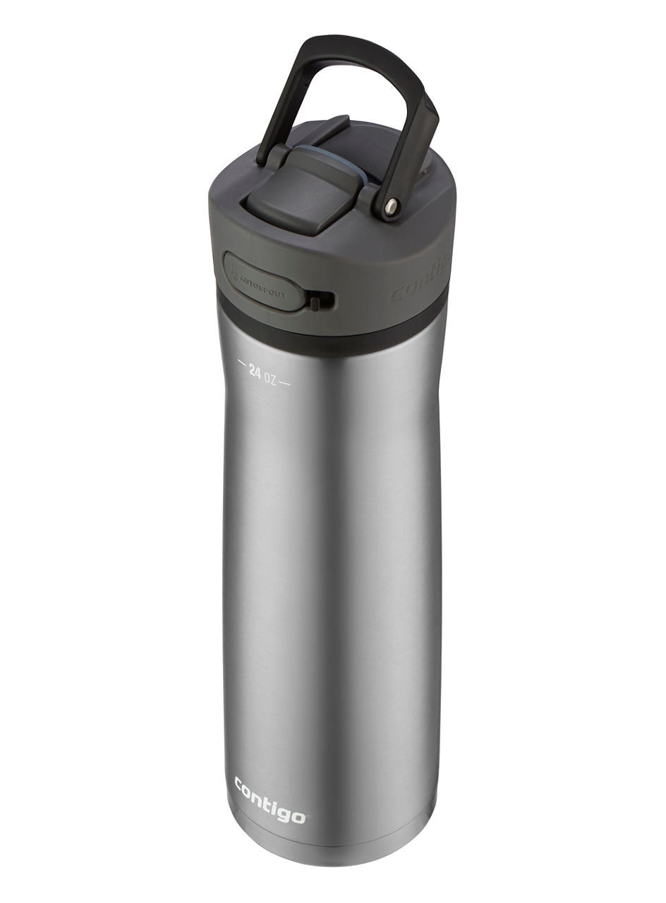 Contigo® Ashland Chill 2.0 Stainless Steel Water Bottle with AUTOSPOUT® Lid | 24oz | Licorice Trim | Cup Holder