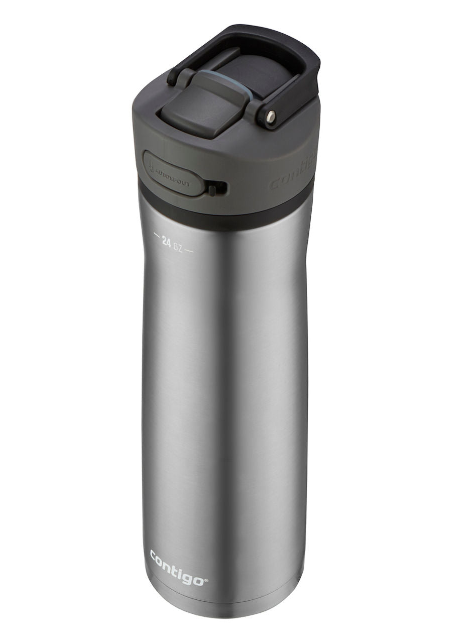 Contigo® Ashland Chill 2.0 Stainless Steel Water Bottle with AUTOSPOUT® Lid | 24oz | Licorice Trim | Cup Holder