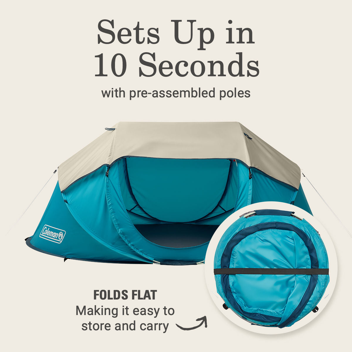 Coleman 2-Person Camp Burst™ Pop-Up Tent | 7'6 | Scuba Blue
