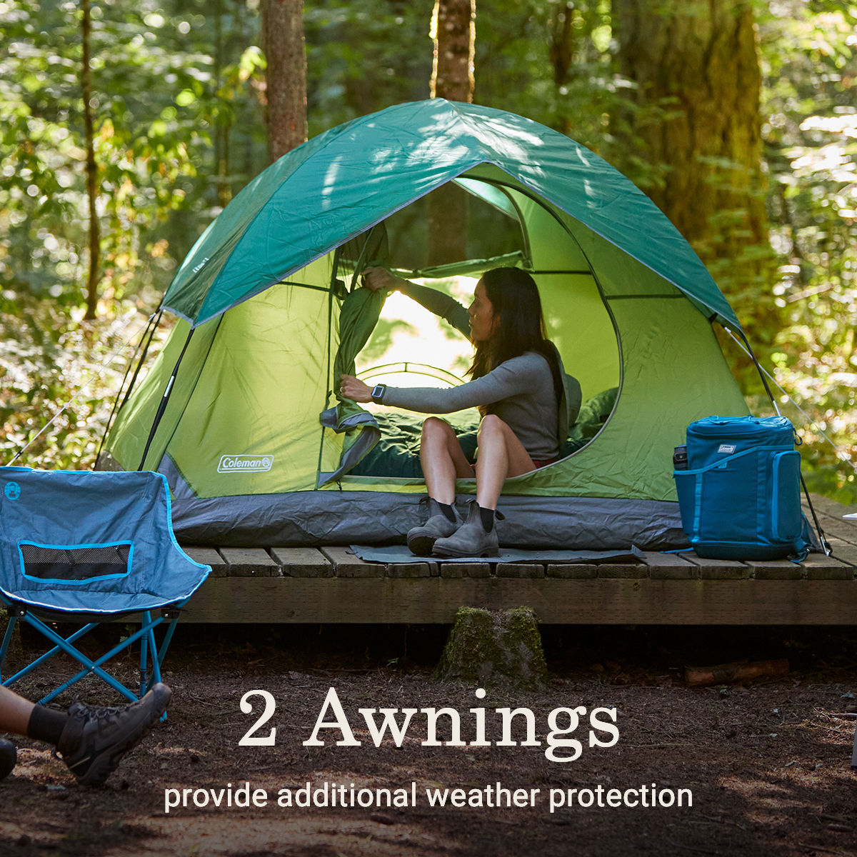 Coleman Sundome® 3-Person Camping Tent | 7 x 7'with 4'4" center height | Spruce Green