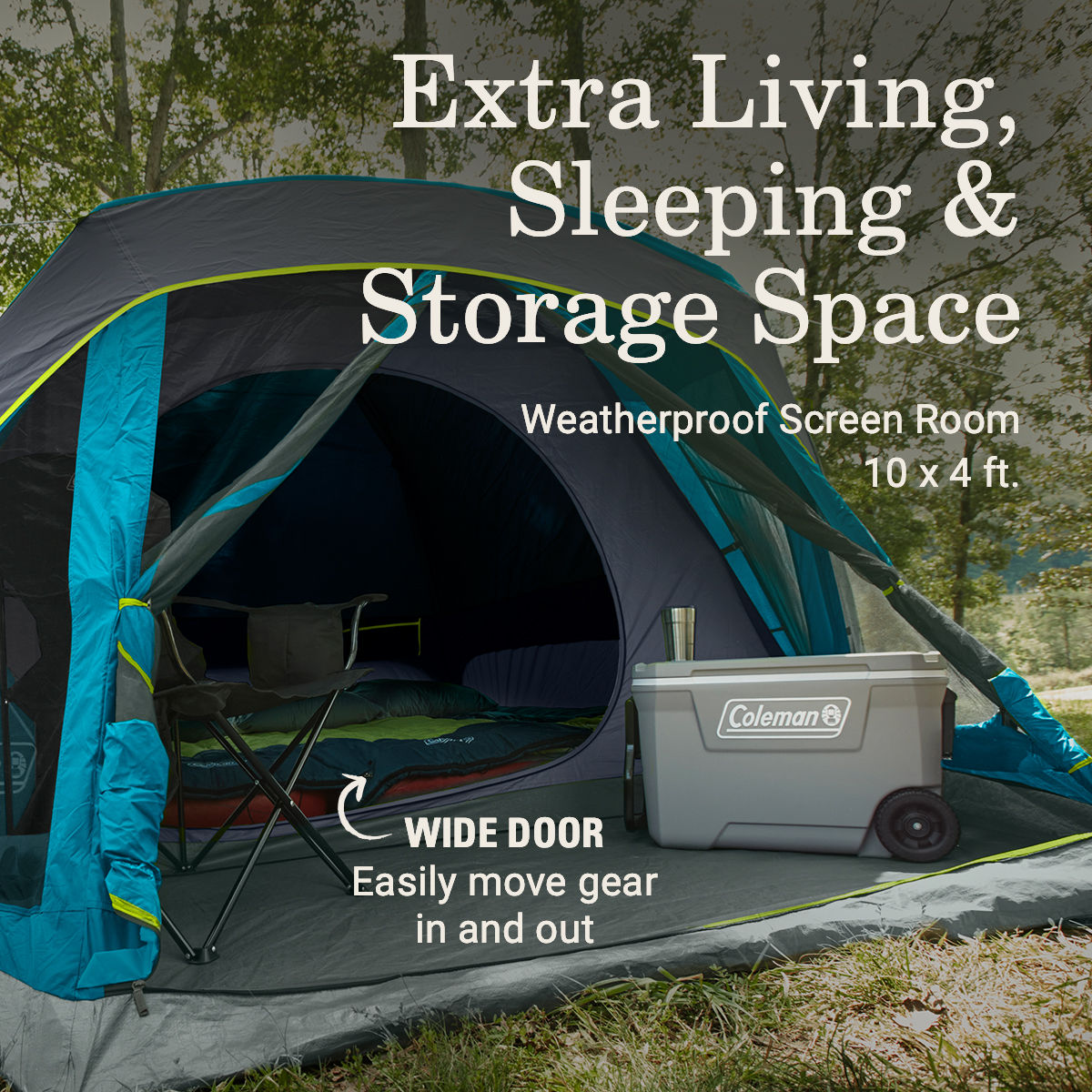 Coleman Skydome™ 6-Person Screen Room Camping Tent with Dark Room™ Technology | 10 x 12'6" with 6'center height