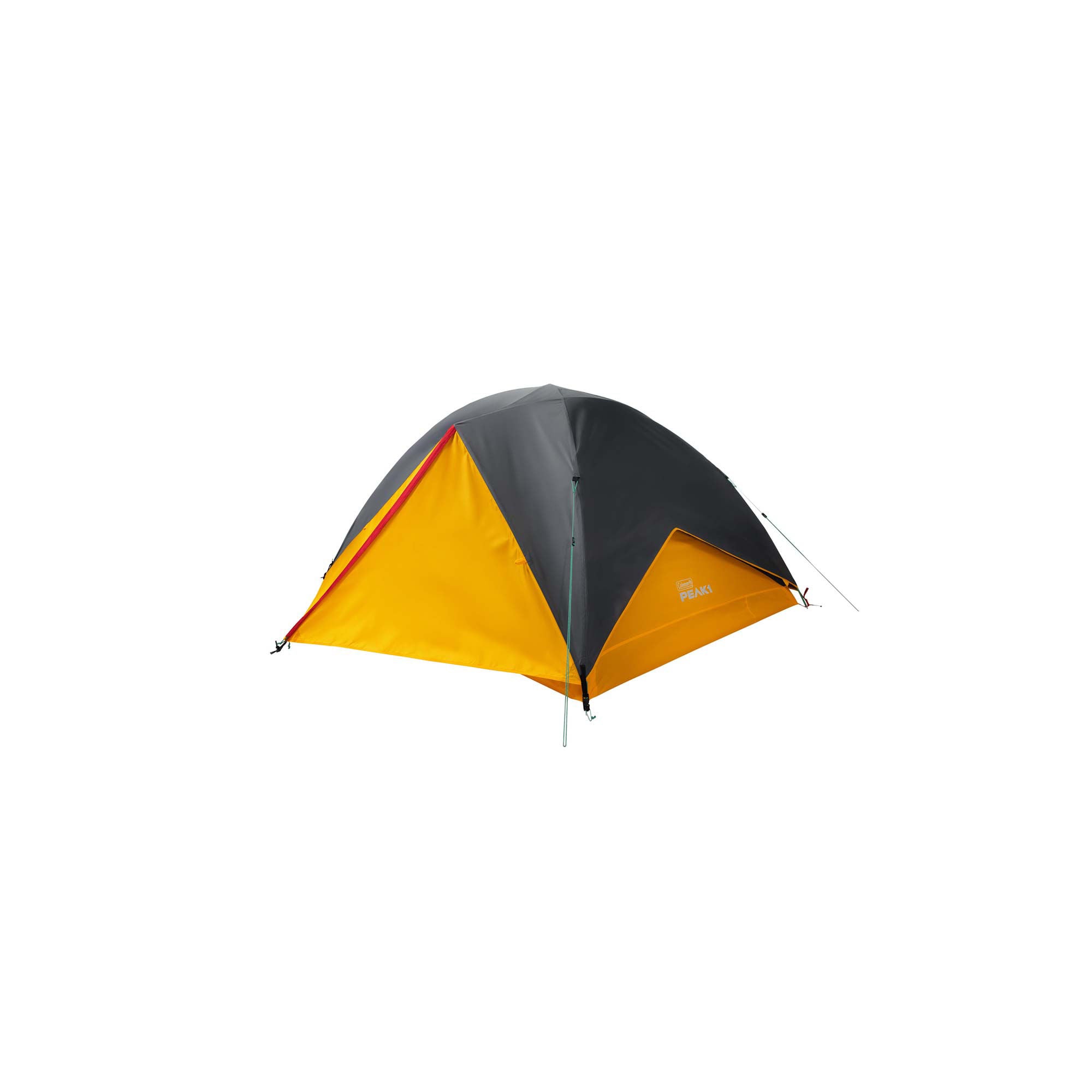 Coleman PEAK1™ 3-Person Backpacking Tent? | Trail Weight 6 lbs. 4.6 oz.??; Packed Weight 7 lbs. 8.7 oz.; LWH 90” x 72” x 45”?? | Marigold & Dark Stone