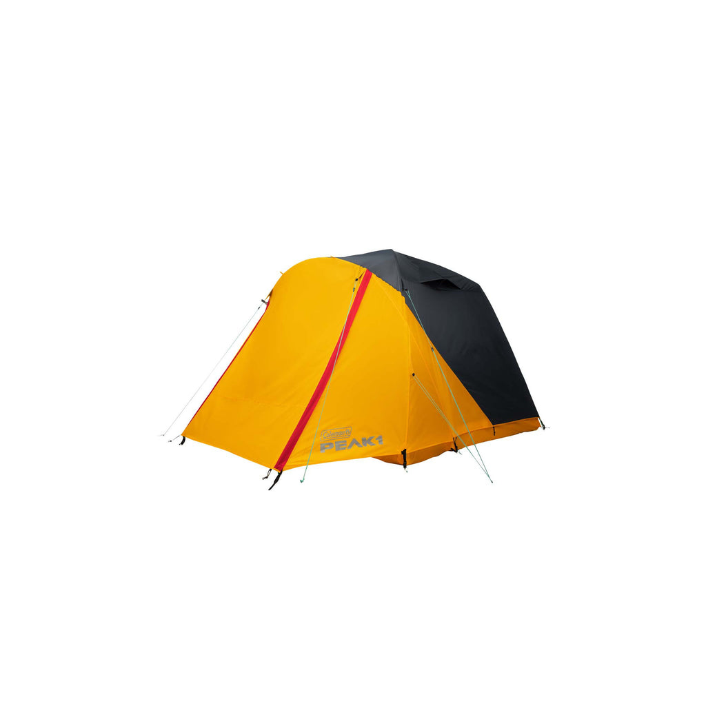Coleman PEAK1™ 4-Person Dome Tent? | Trail Weight 10 lbs. 5.1 oz.??; Packed Weight 12 lbs. 15.1 oz.. LWH 94” x 94” x 70”?? | Marigold & Dark Stone