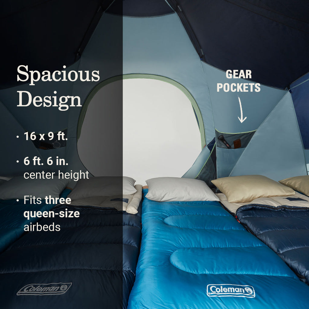 Coleman Skydome™ XL 10-Person Camping Tent with Dark Room™ Technology | 16 x 9'with 6'6