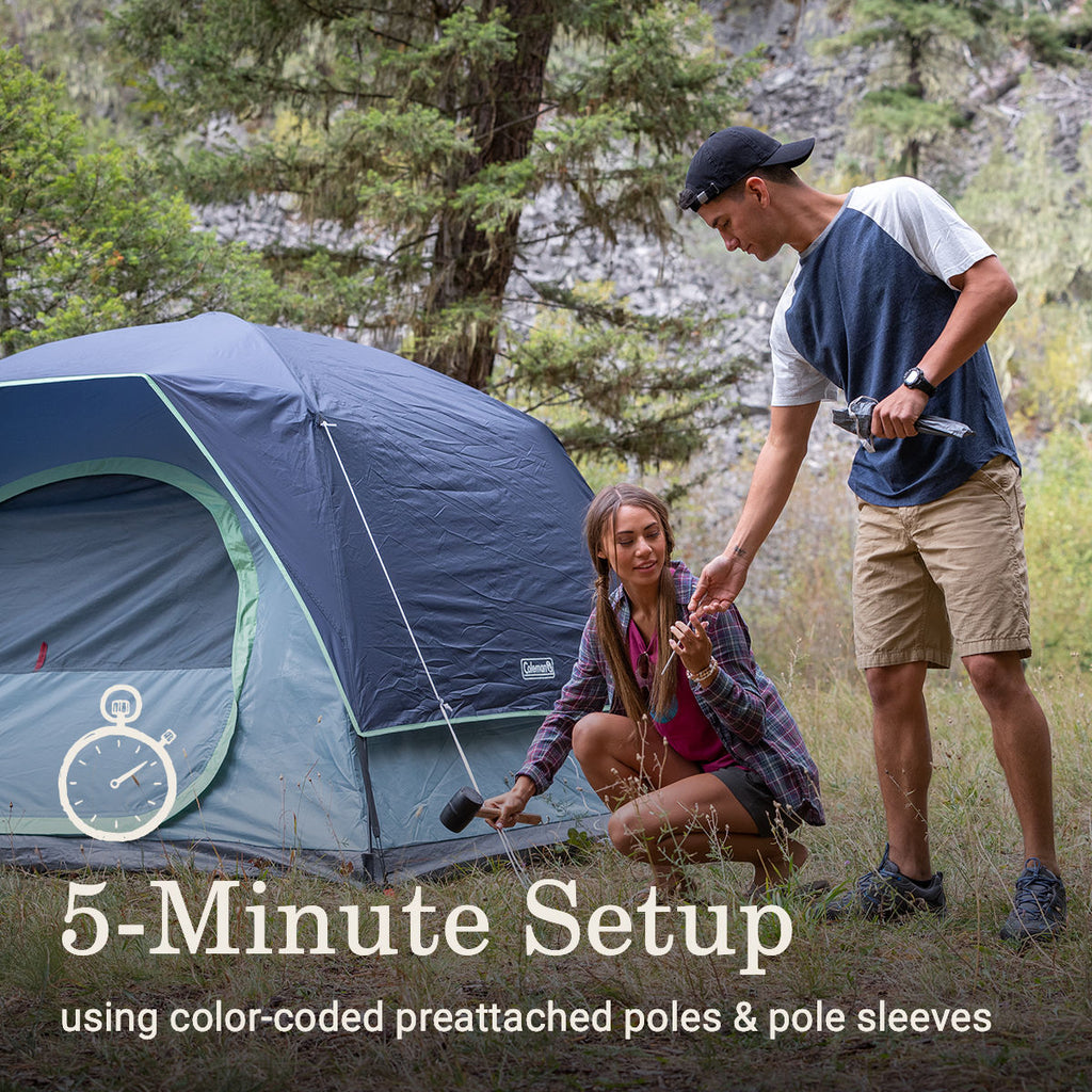 Coleman Skydome™ 4-Person Camping Tent with LED Lighting | 8 x 7'with 4'8" center height | Watersedge