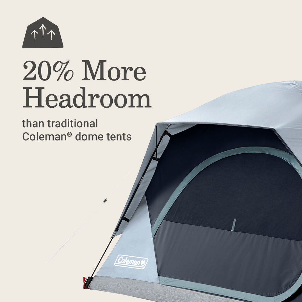 Coleman Skydome™ 4-Person Camping Tent with LED Lighting | 8 x 7'with 4'8" center height | Blue