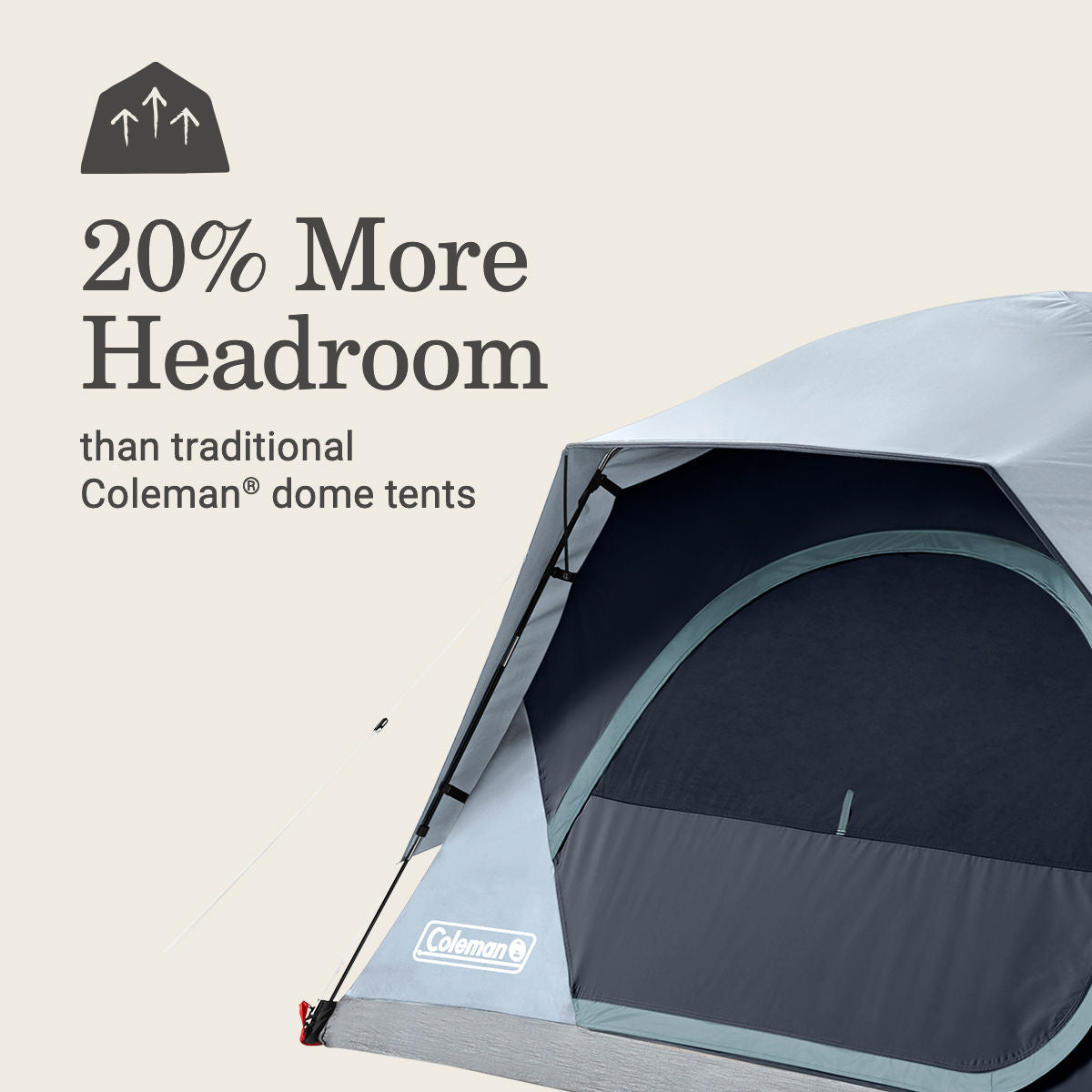 Coleman Skydome™ 4-Person Camping Tent with LED Lighting | 8 x 7'with 4'8" center height | Watersedge