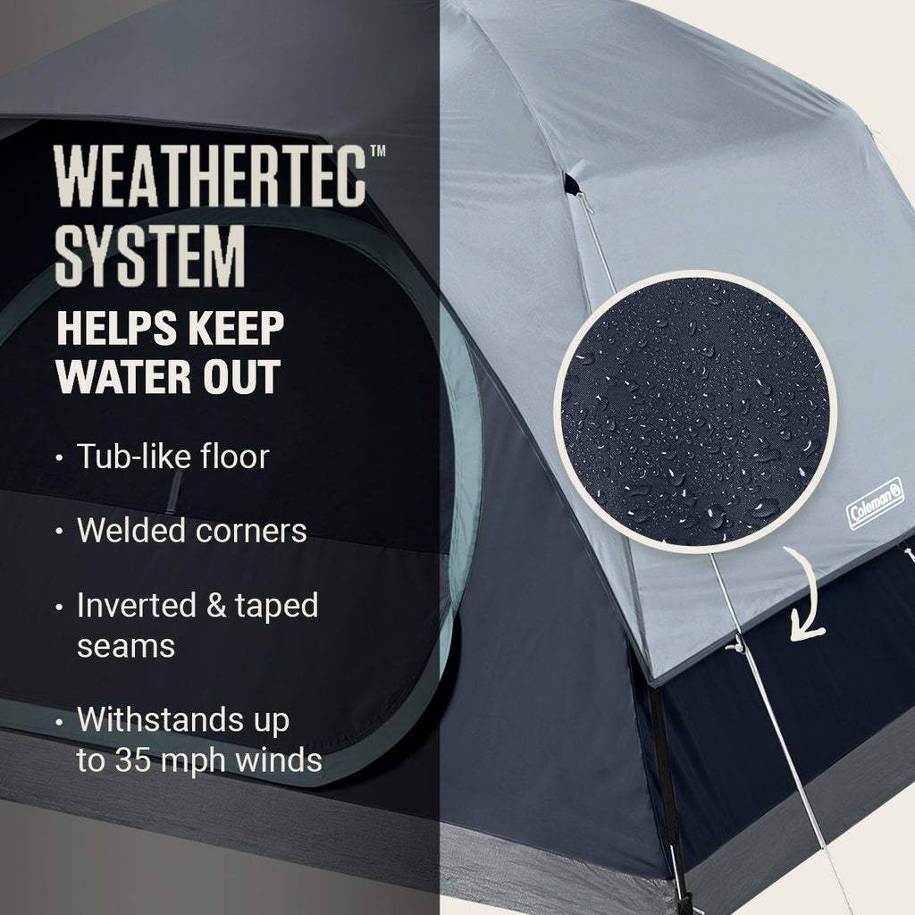 Coleman Skydome™ 4-Person Camping Tent with LED Lighting | 8 x 7'with 4'8" center height | Blue