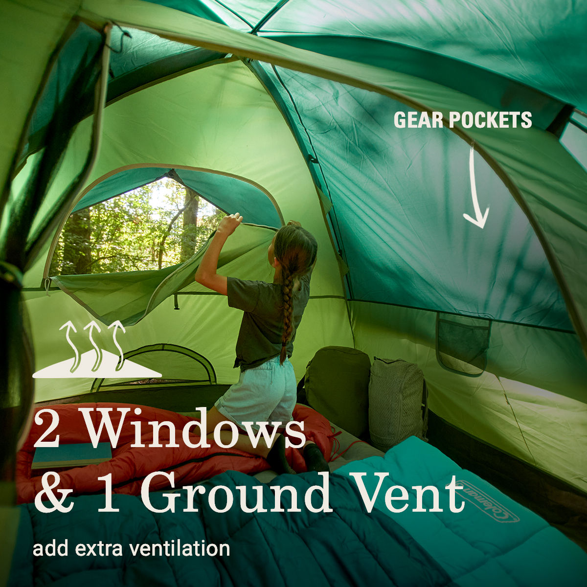 Coleman Sundome® 4-Person Camping Tent | 9 x 7'with 4'11" center height | Spruce Green