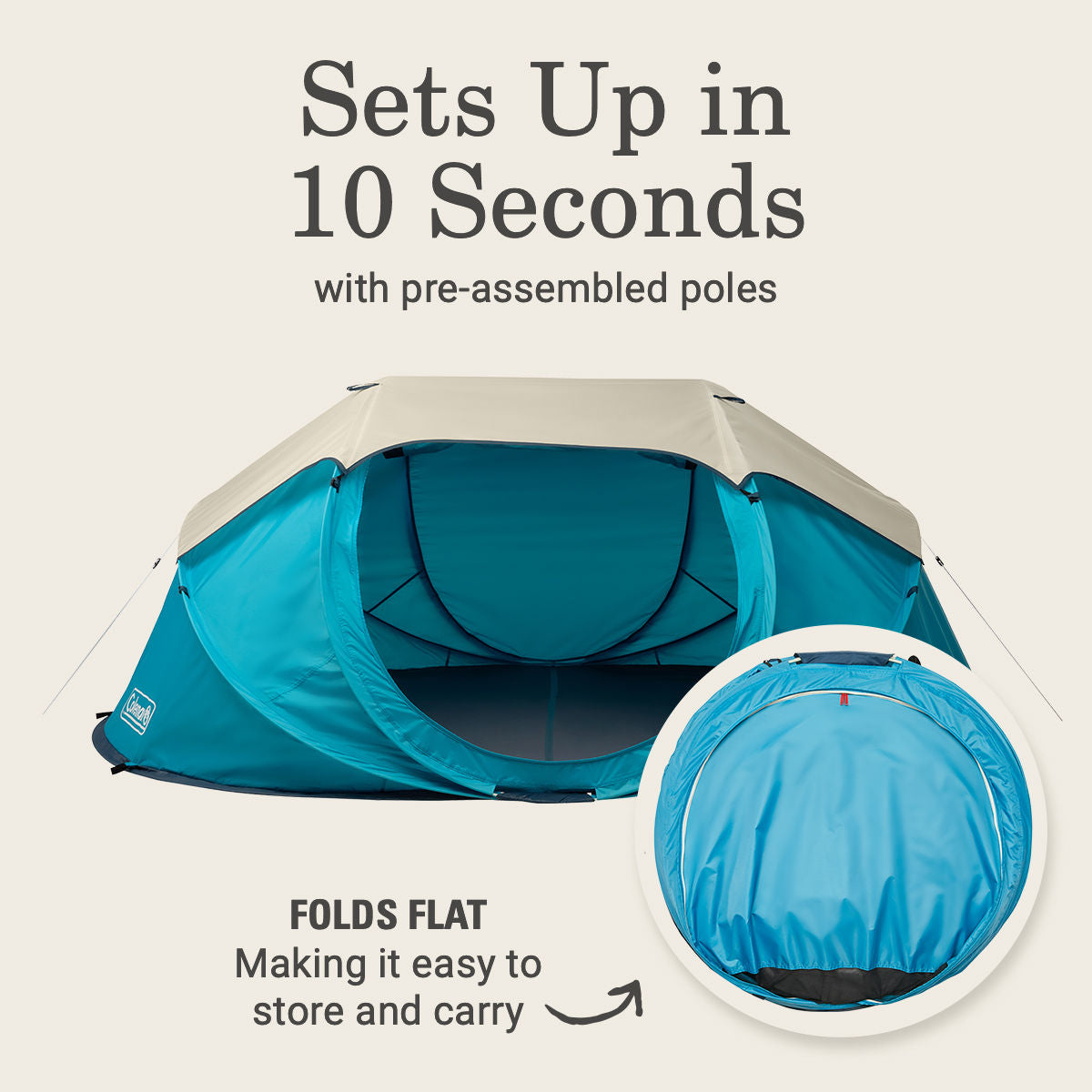 Coleman 4-Person Camp Burst™ Pop-Up Tent | 9'2 | Blue