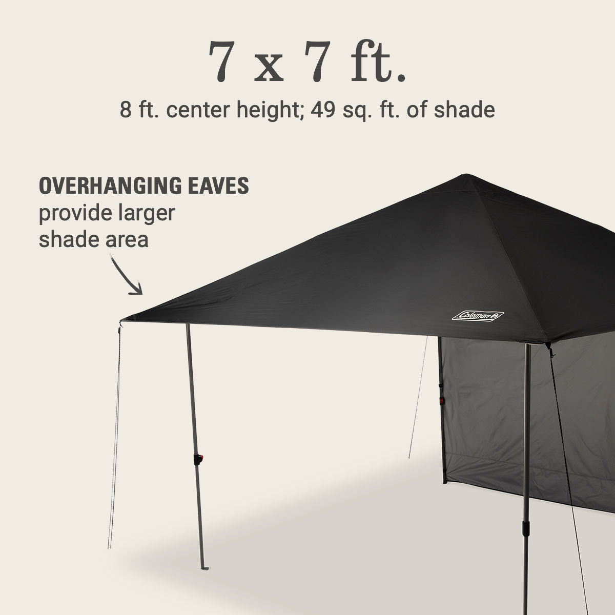 Coleman OASIS™ Lite 7 x 7 Canopy with Sun Wall | 7 x 7 ft.; 8 ft. center height | Black
