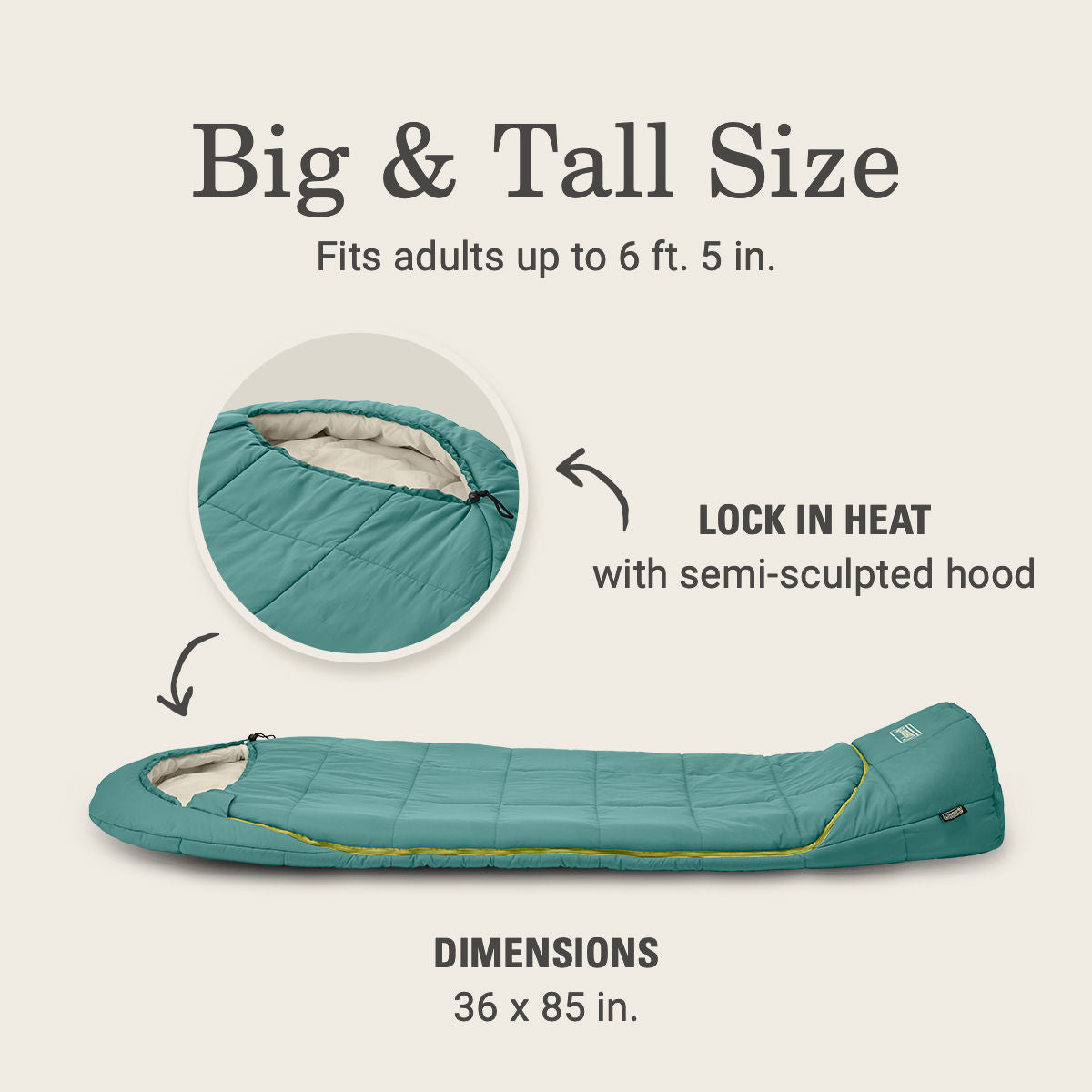 Coleman Big Bay™ 40° Big & Tall Contour Sleeping Bag | Teal