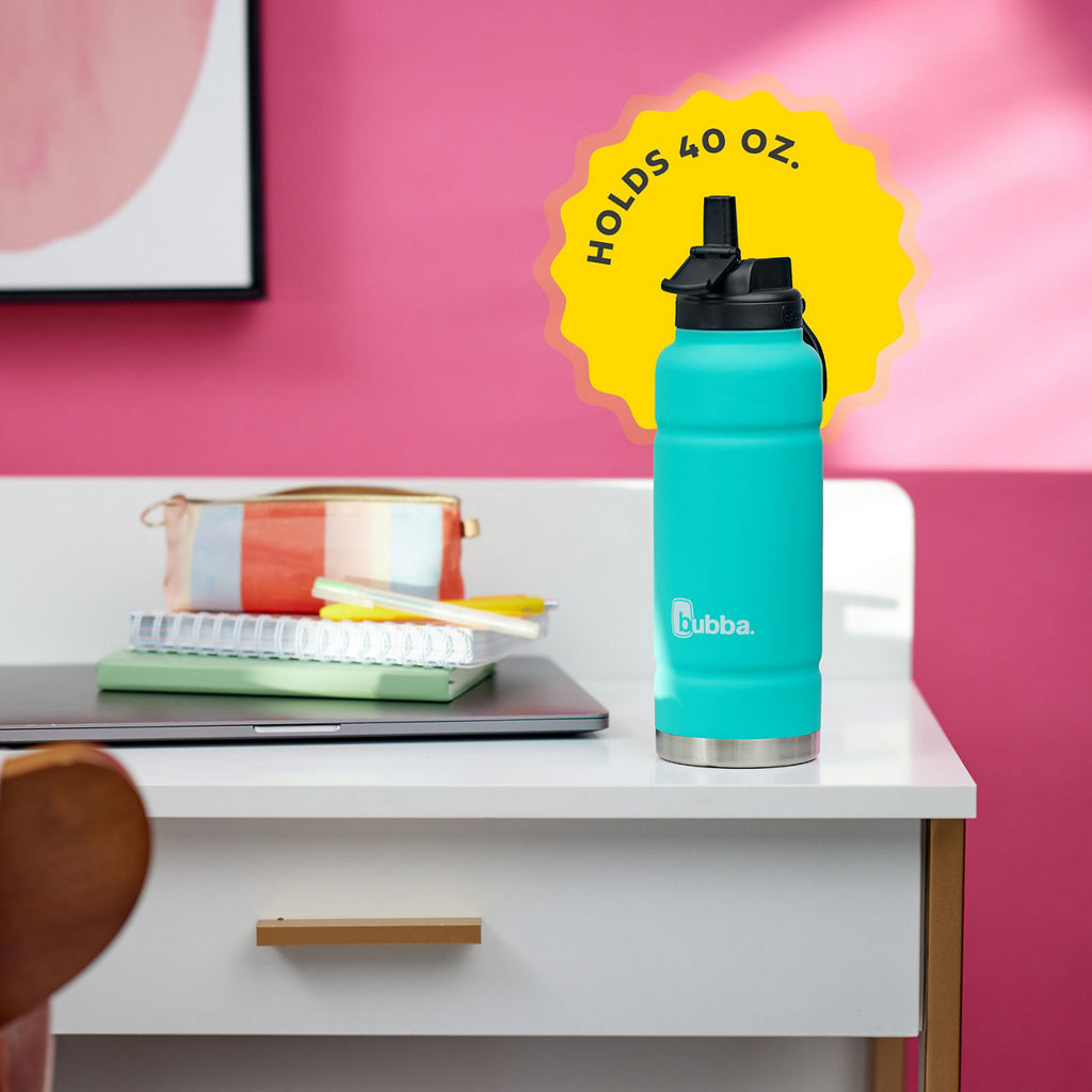 bubba Trailblazer Insulated Water Bottle with Straw Lid | 40oz | Island Teal Rubberized