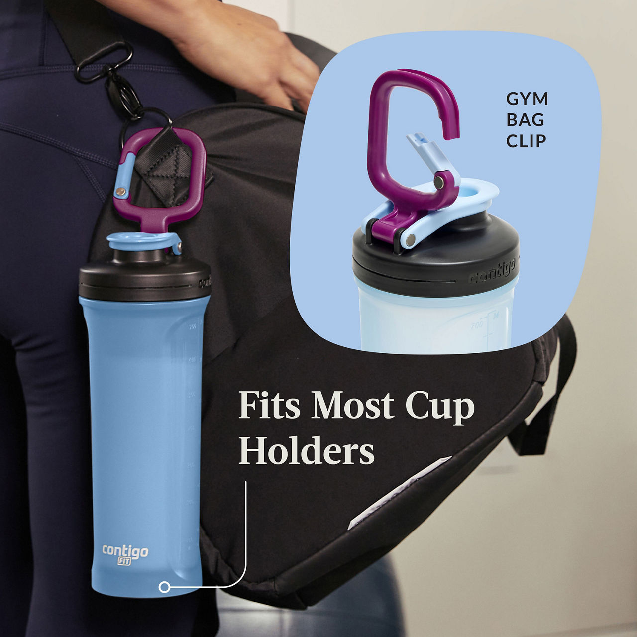 Contigo® Shake & Go Fit 2.0 Shaker Bottle | 28oz | Periwinkle | Cup Holder