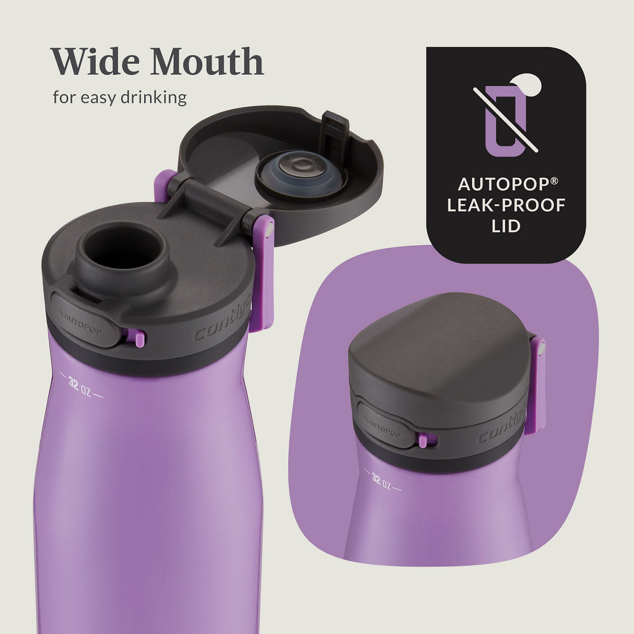 Contigo® Jackson Chill 2.0 Stainless-Steel Water Bottle with AUTOPOP® Lid | 32oz | Orchid