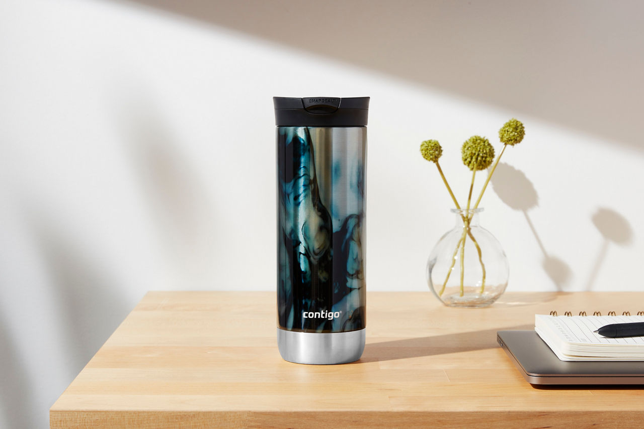 Contigo SNAPSEAL™ Insulated Stainless Steel Travel Mug | 20 oz | Blue | Cup Holder