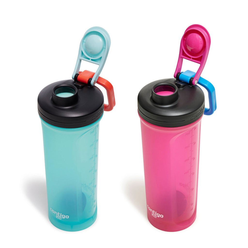 Contigo® Shake & Go Fit 2.0 Shaker Bottle | 28oz | 2-Pack | Bubble Tea/Dragon Fruit | Cup Holder
