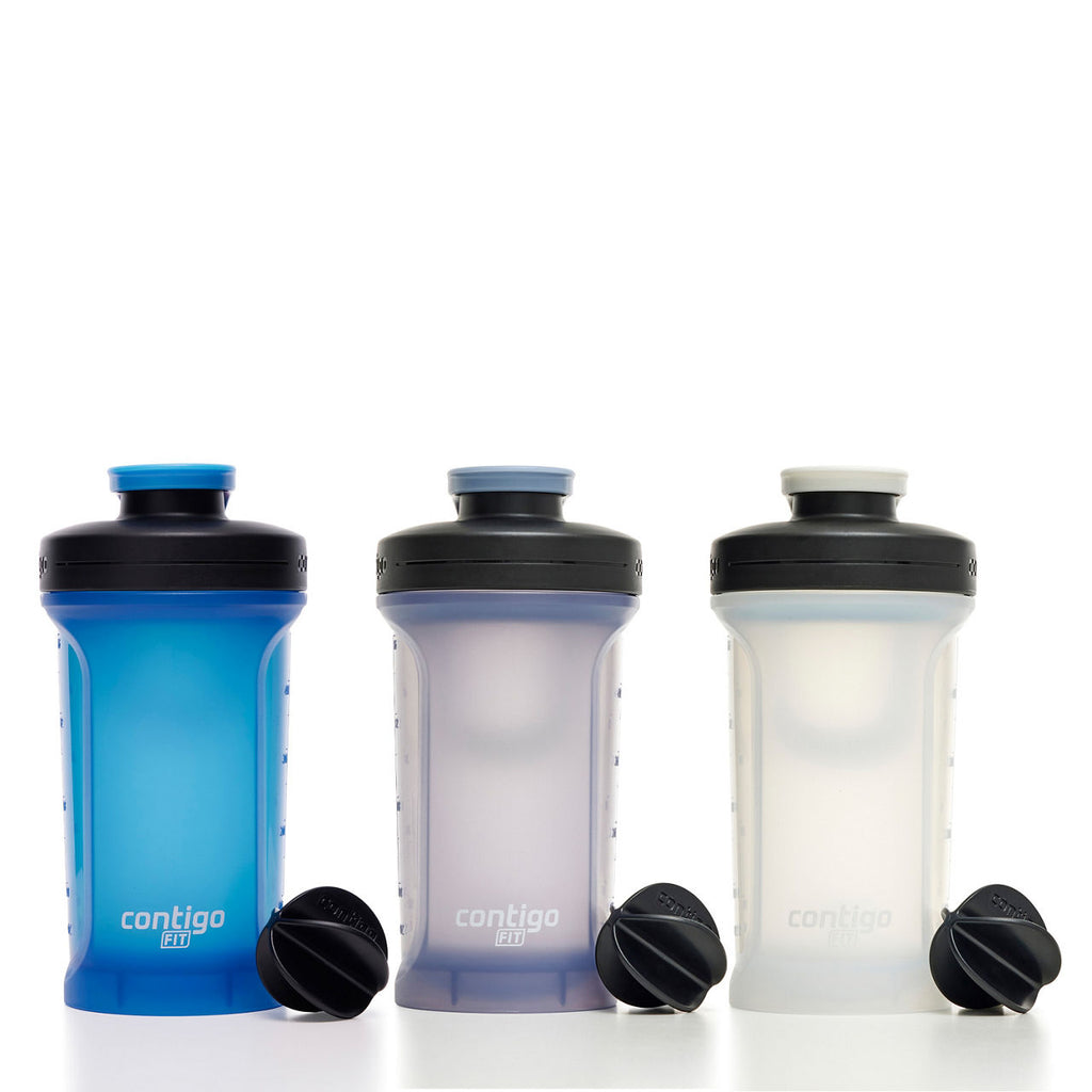 Contigo Shake & Go Fit 2.0 Shaker Bottle | 20oz | 3-Pack | Earl Grey/Blue Poppy/Salt | Cup Holder