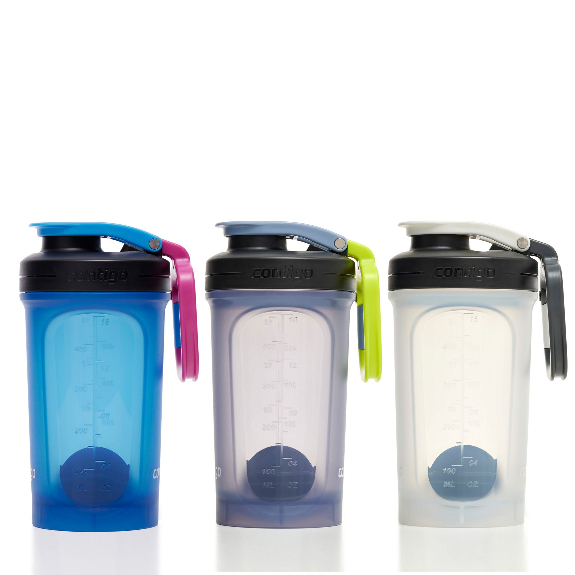 Contigo Shake & Go Fit 2.0 Shaker Bottle | 20oz | 3-Pack | Earl Grey/Blue Poppy/Salt | Cup Holder