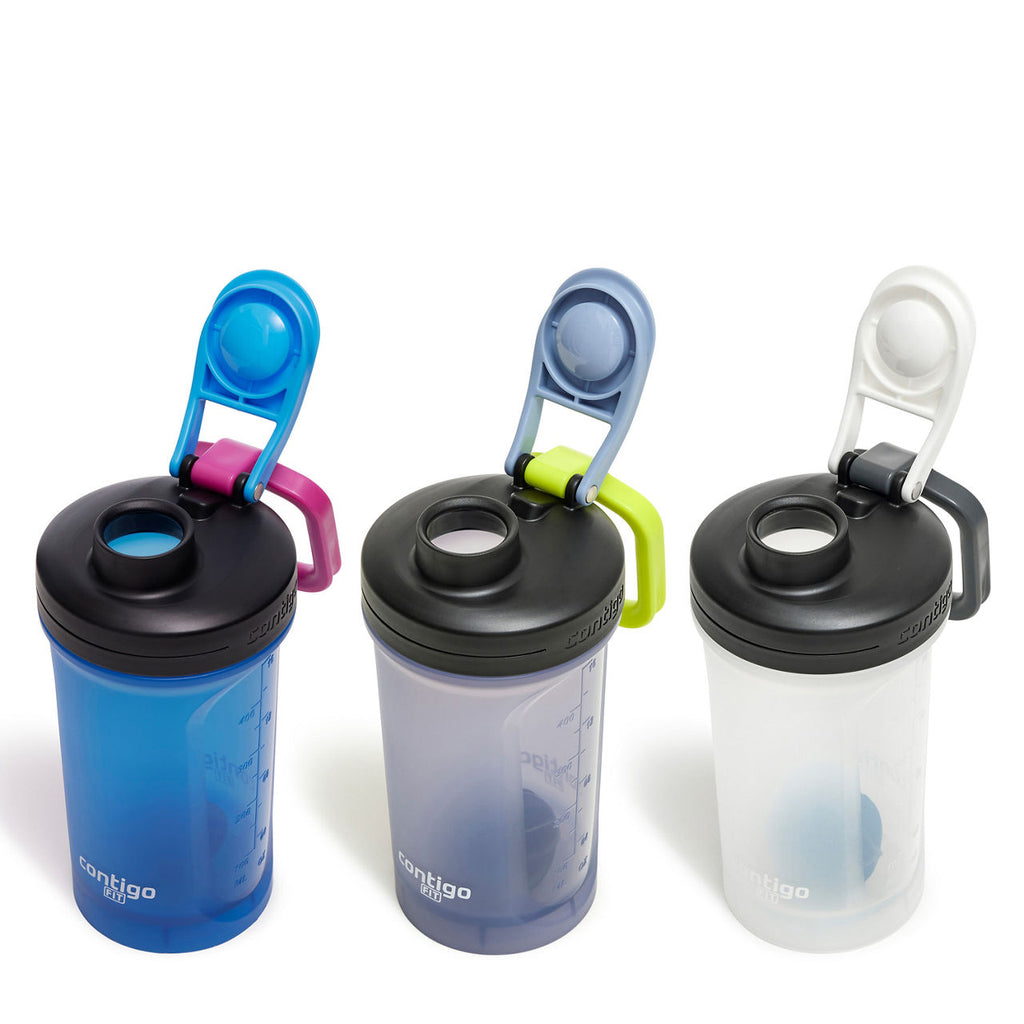 Contigo Shake & Go Fit 2.0 Shaker Bottle | 20oz | 3-Pack | Earl Grey/Blue Poppy/Salt | Cup Holder