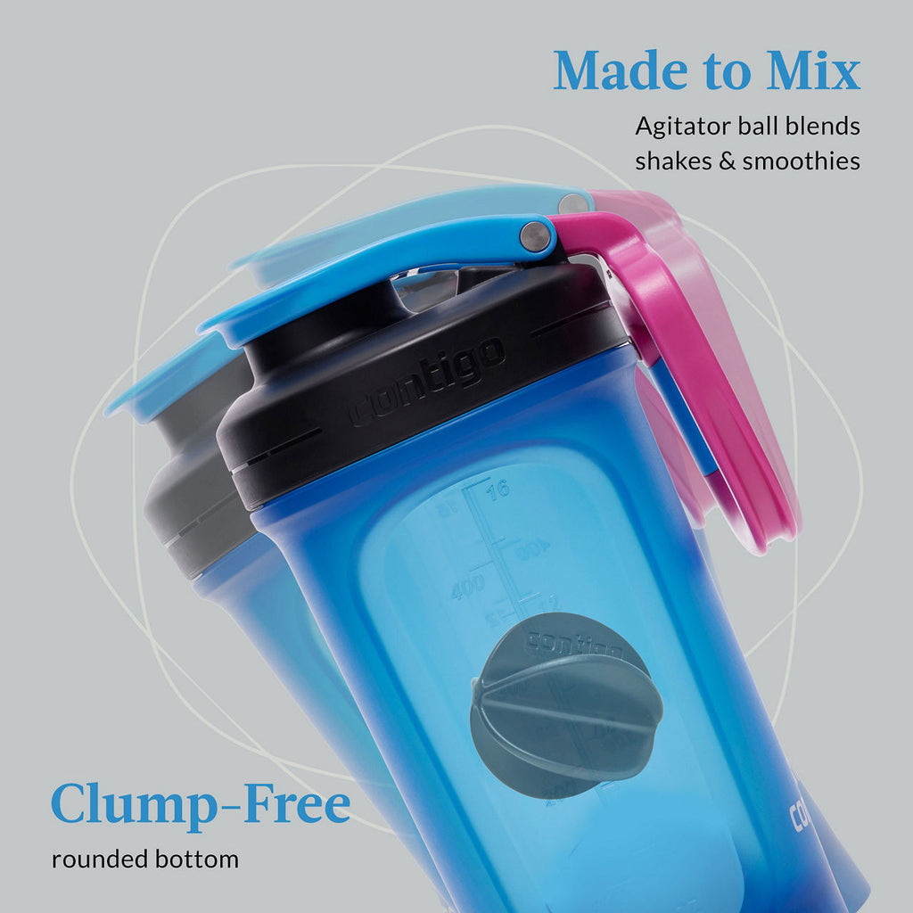 Contigo Shake & Go Fit 2.0 Shaker Bottle | 20oz | Blue Poppy | Cup Holder