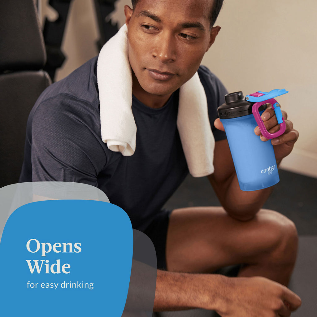 Contigo Shake & Go Fit 2.0 Shaker Bottle | 20oz | Blue Poppy | Cup Holder