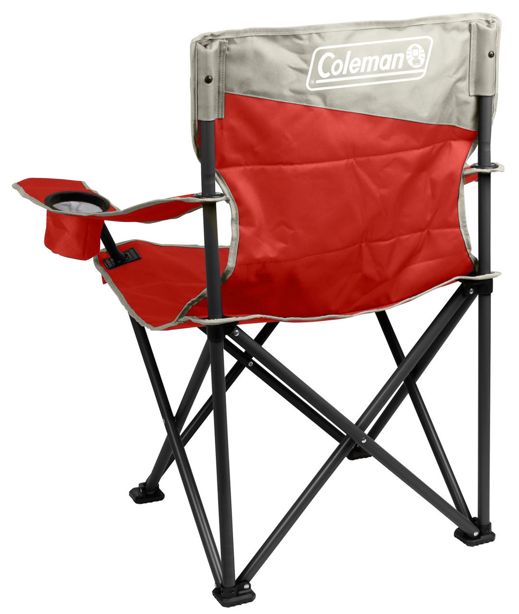 Coleman Big & Tall Quad Camping Chair | Seat width is 24 | Red | Cup Holder