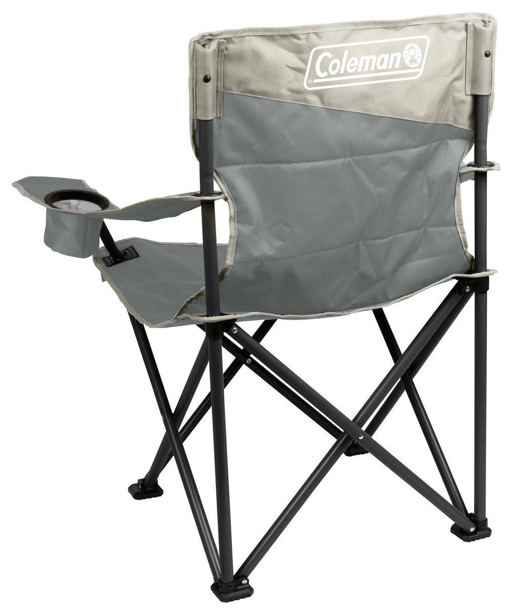 Coleman Big & Tall Quad Camping Chair | Seat width is 24 | Grey | Cup Holder
