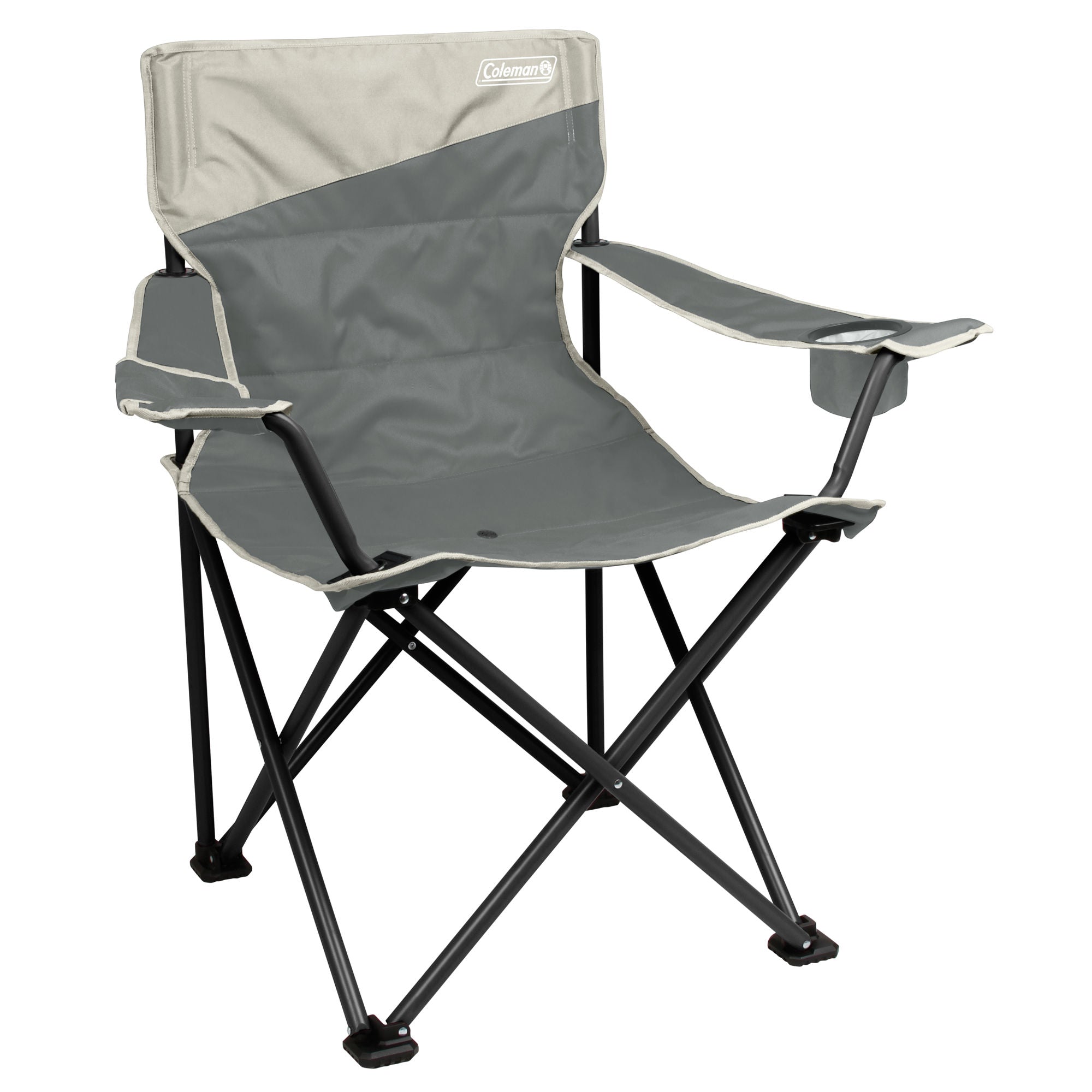 Coleman Big & Tall Quad Camping Chair | Seat width is 24 | Grey | Cup Holder