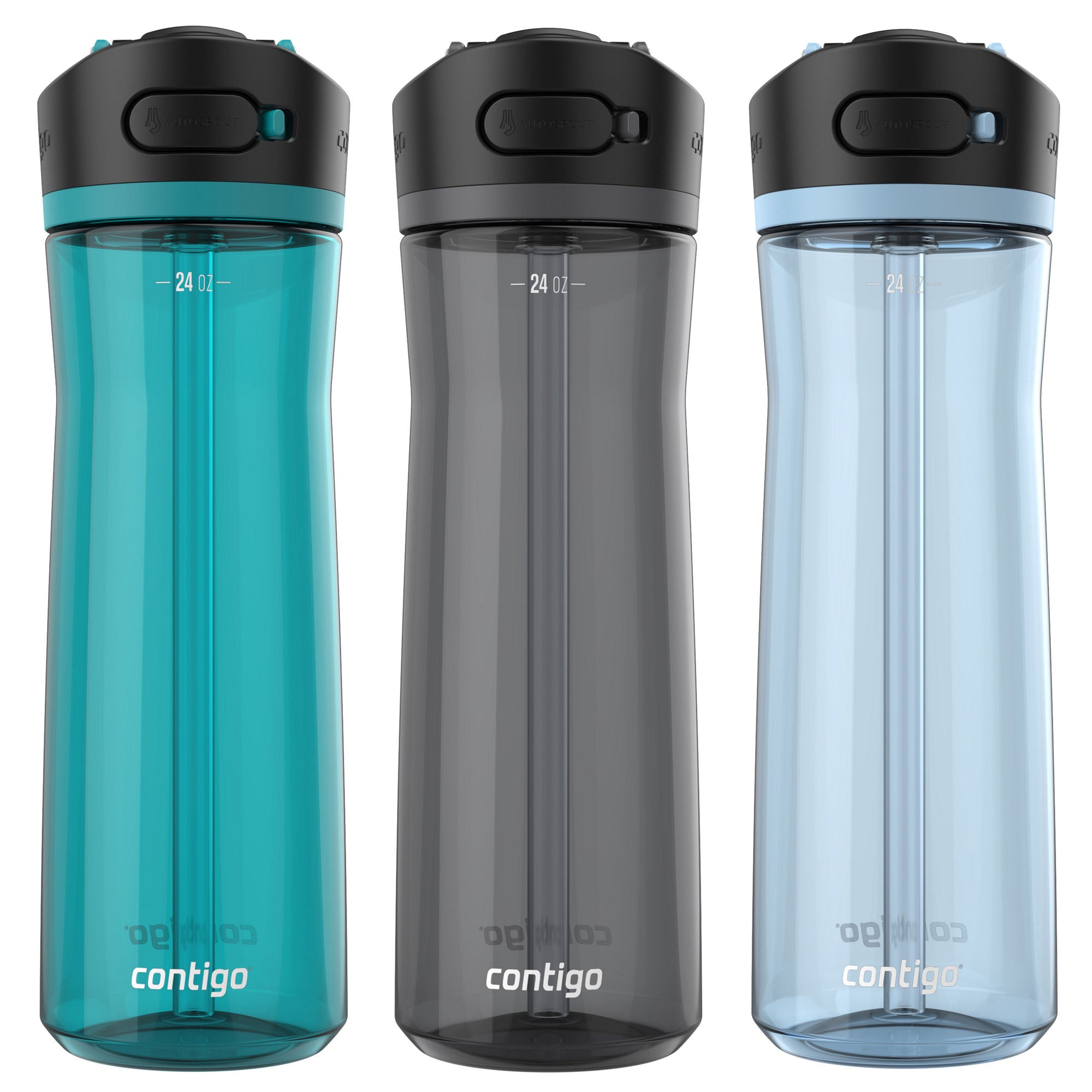 Contigo® Ashland 2.0 Water Bottle with AUTOSPOUT® Lid | 24 oz | 3-Pack | Cup Holder