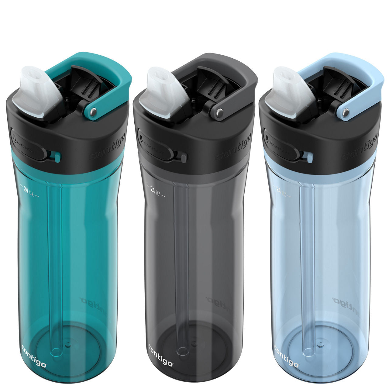 Contigo® Ashland 2.0 Water Bottle with AUTOSPOUT® Lid | 24 oz | 3-Pack | Cup Holder
