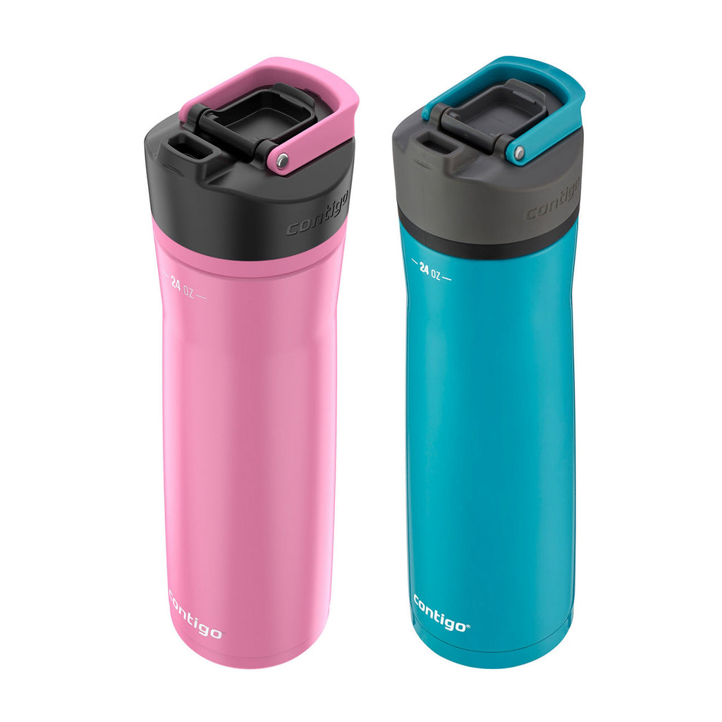 Contigo® Cortland Chill 2.0 Insulated Stainless Steel Water Bottle with AUTOSEAL® Lid | 24oz | 2-Pack | Juniper & Azalea | Cup Holder