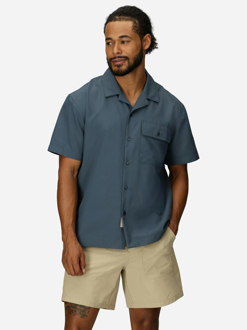 Marmot Men's AirExchange UPF 40 Short-Sleeve Camp Collared Shirt (Spring 2025) in Thunderhead