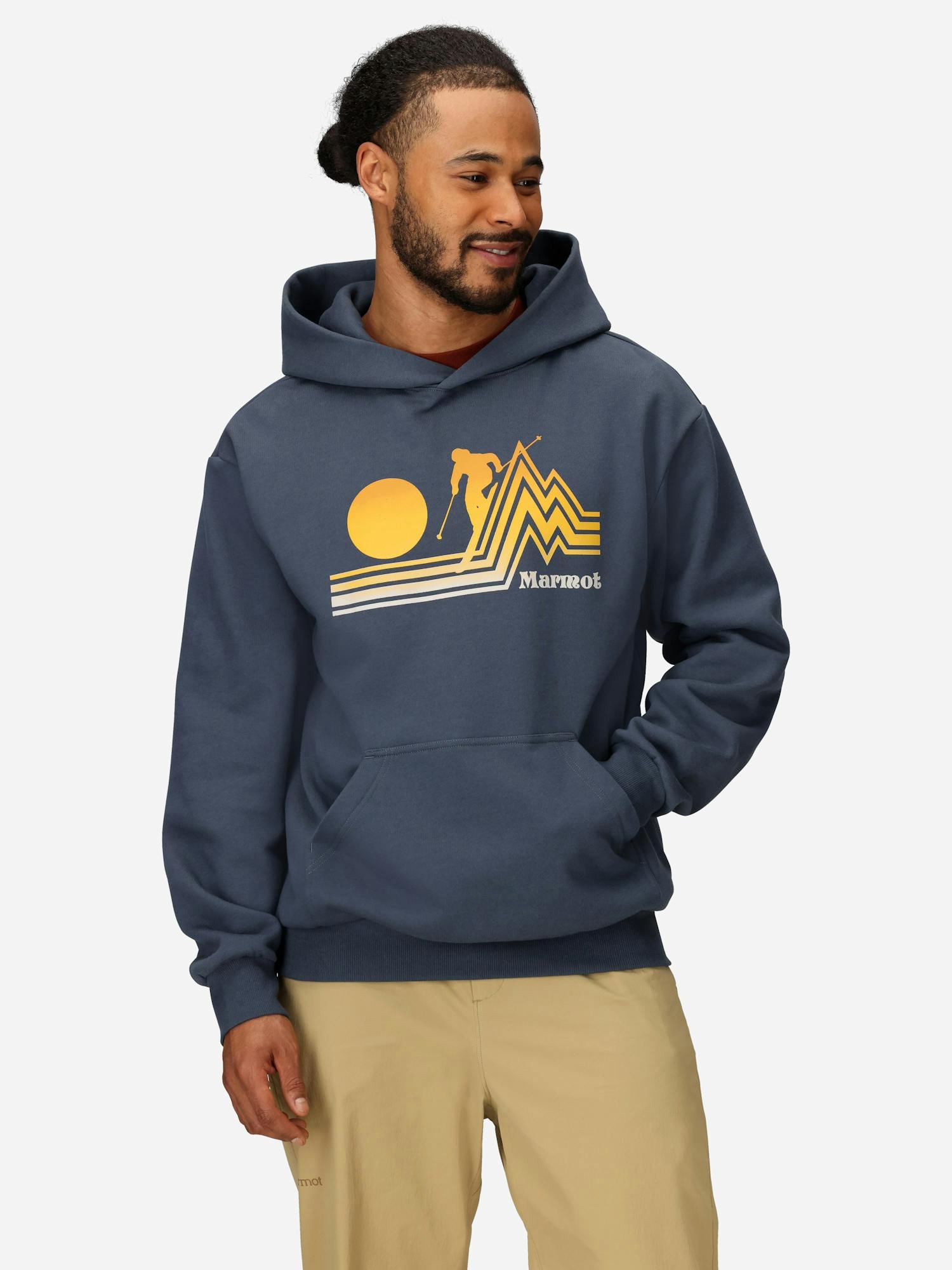 Marmot Retro Skier Hoodie (Fall 2025) Shirt in Thunderhead | Cotton