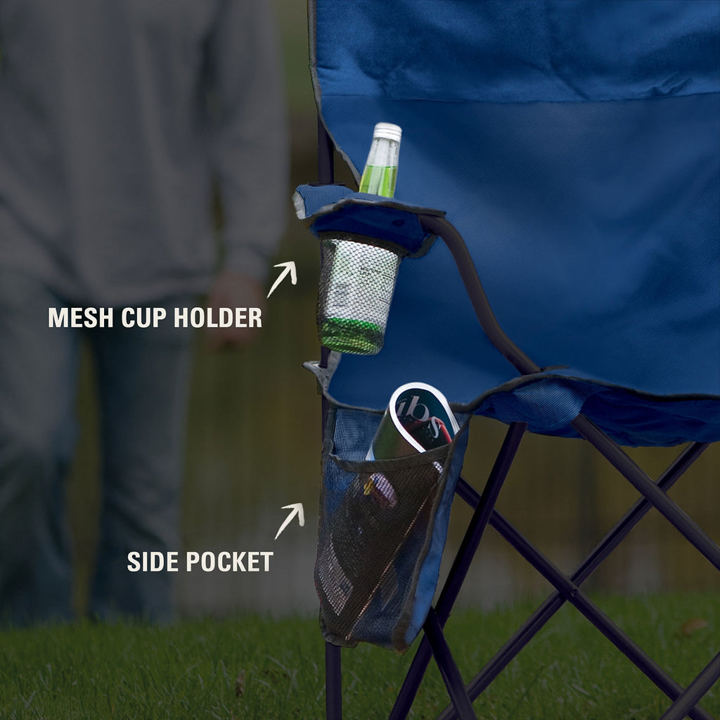 Coleman Cooler Quad Chair | Blue | Cup Holder | Strong Steel Frame | Adjustable Arm Heights
