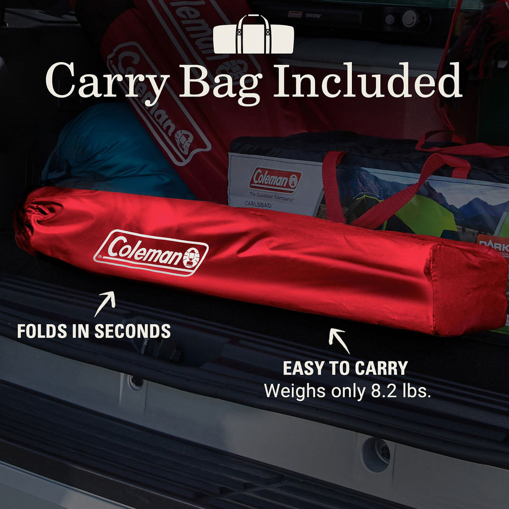 Coleman Cooler Quad Chair | Red | Cup Holder | Strong Steel Frame | Adjustable Arm Heights