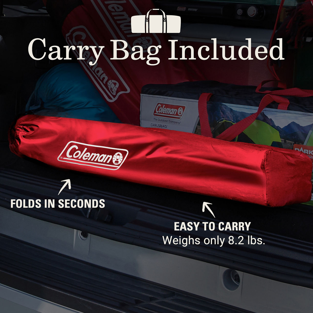 Coleman Cooler Quad Chair | Red | Cup Holder | Strong Steel Frame | Adjustable Arm Heights