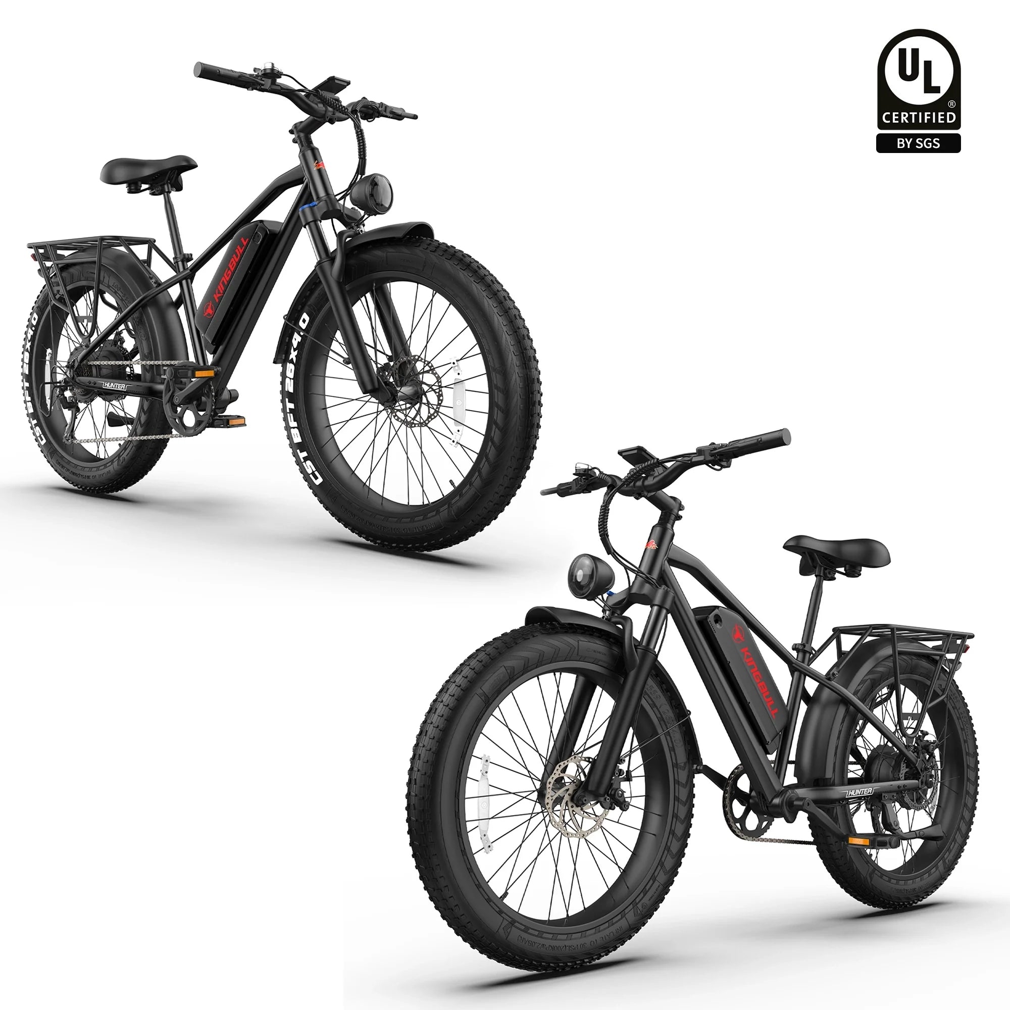 Double Kingbull Hunter 2.0S | Mountain Fat Tire Electric Bike - Black&Black