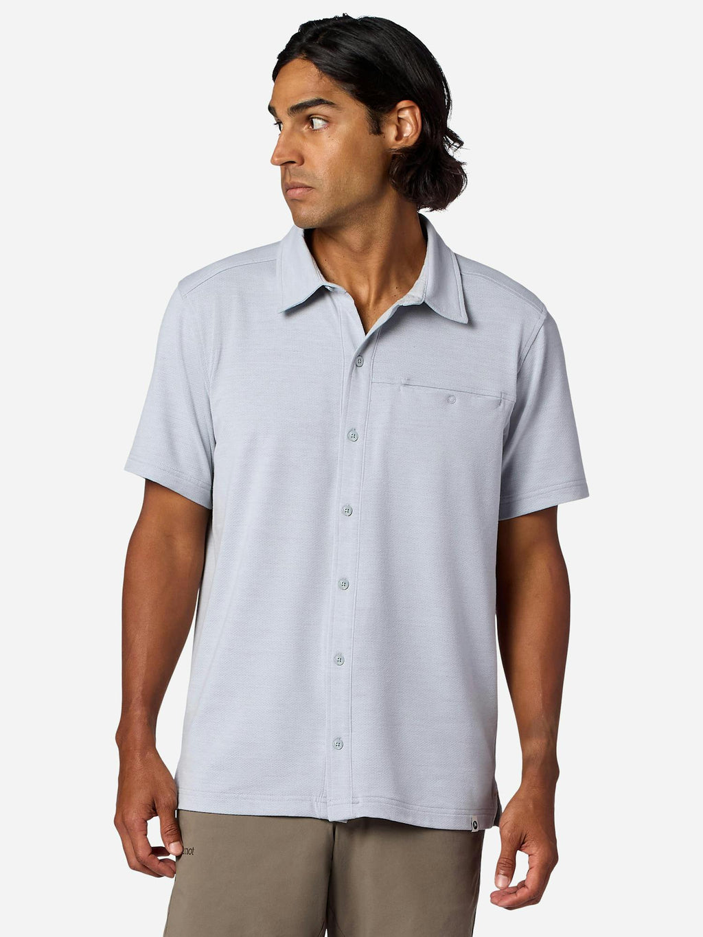 Marmot Men's Sereno Short-Sleeve Collared Shirt (Spring 2026) in Sleet Storm Heather