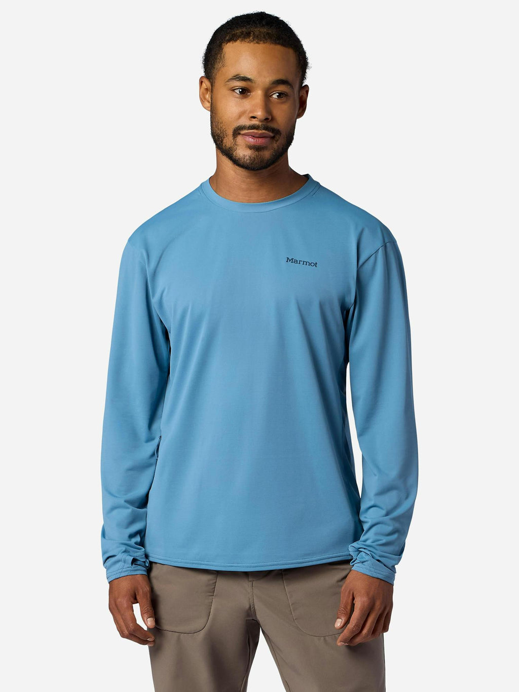 Marmot Men's AirExchange UPF 50 Long-Sleeve Crew Shirt in Summer Storm