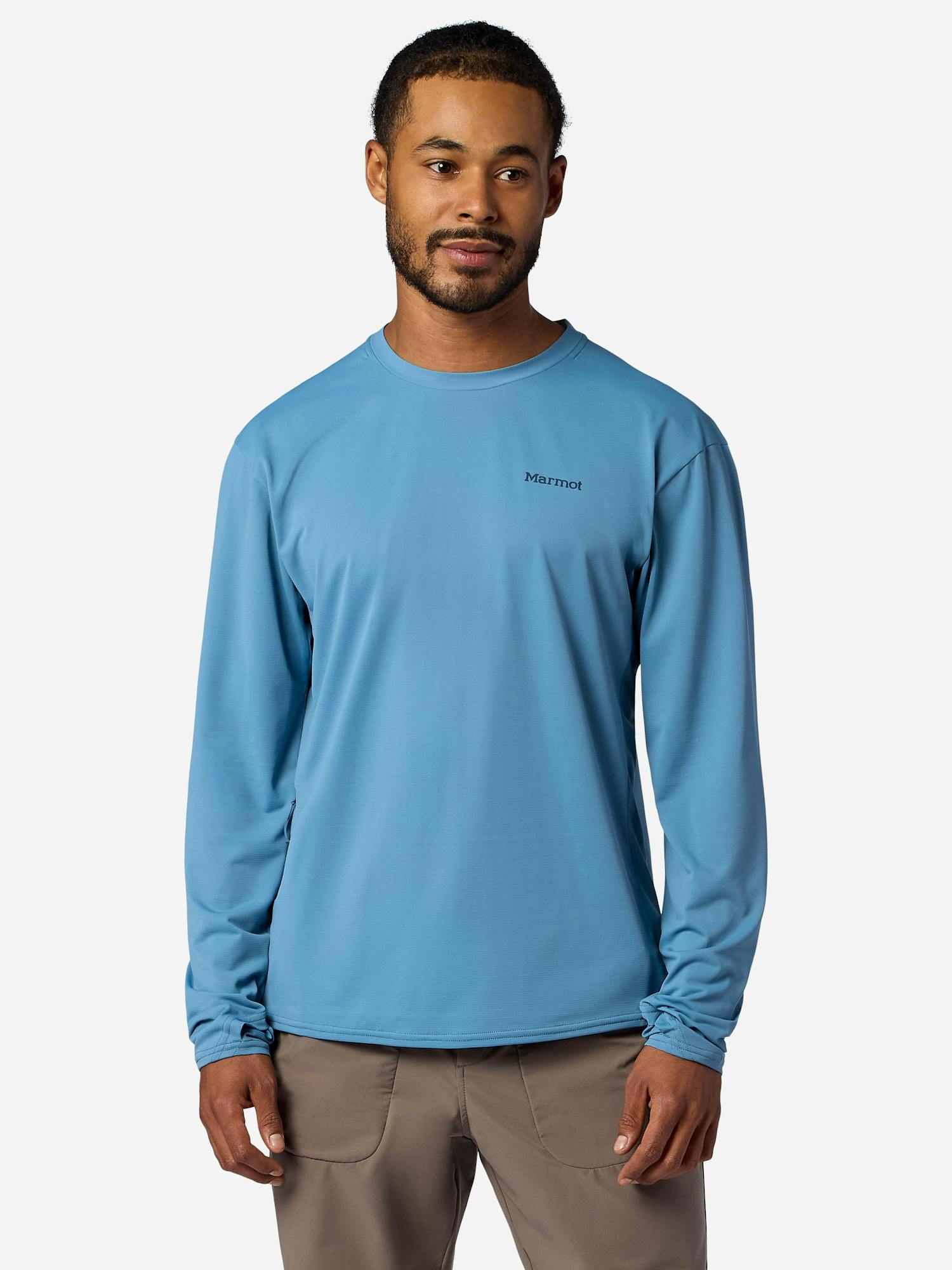 Marmot Men's AirExchange UPF 50 Long-Sleeve Crew Shirt in Summer Storm