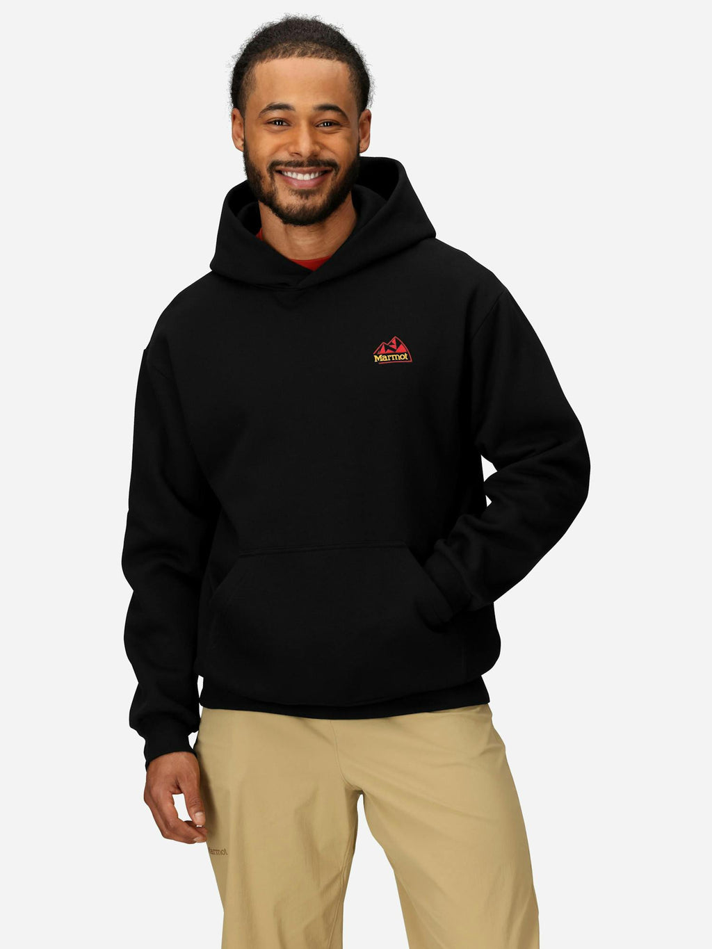 Marmot Men's Peaks Hoodie Jacket in Black/Team Red | Cotton