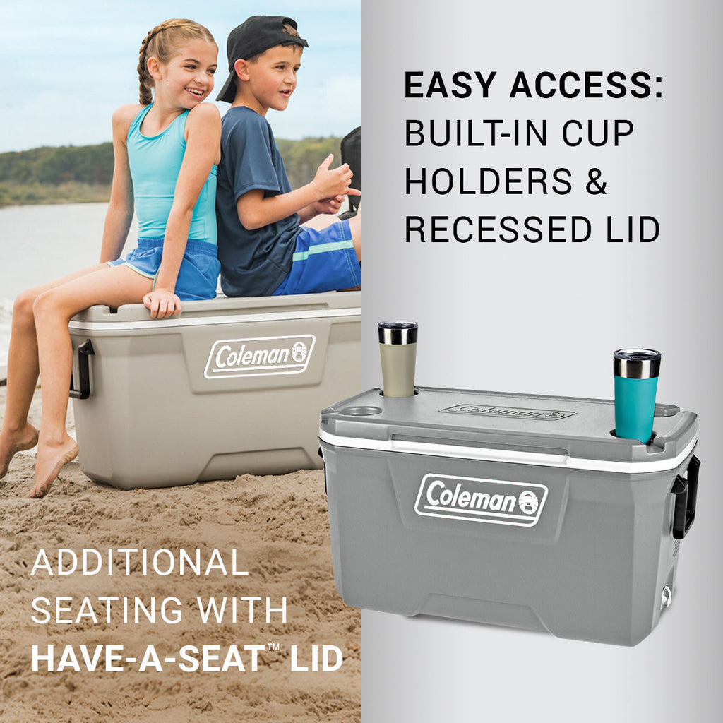 Coleman Classic Series 70-Quart Hard Cooler | Fully Insulated | Keeps Ice Up To 5 Days | Have-A-Seat Lid supports up to 250 lb. | Rock | Cup Holder