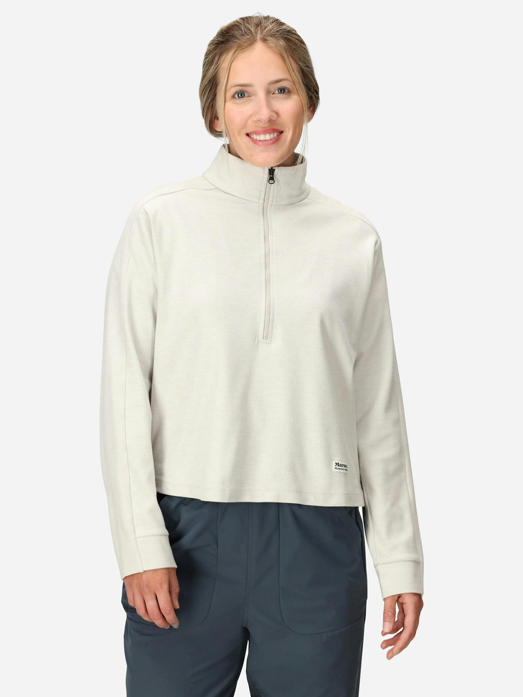 Marmot Women's Redwood Half-Zip (Fall 2025) Shirt in Birch Bark Heather | Cotton